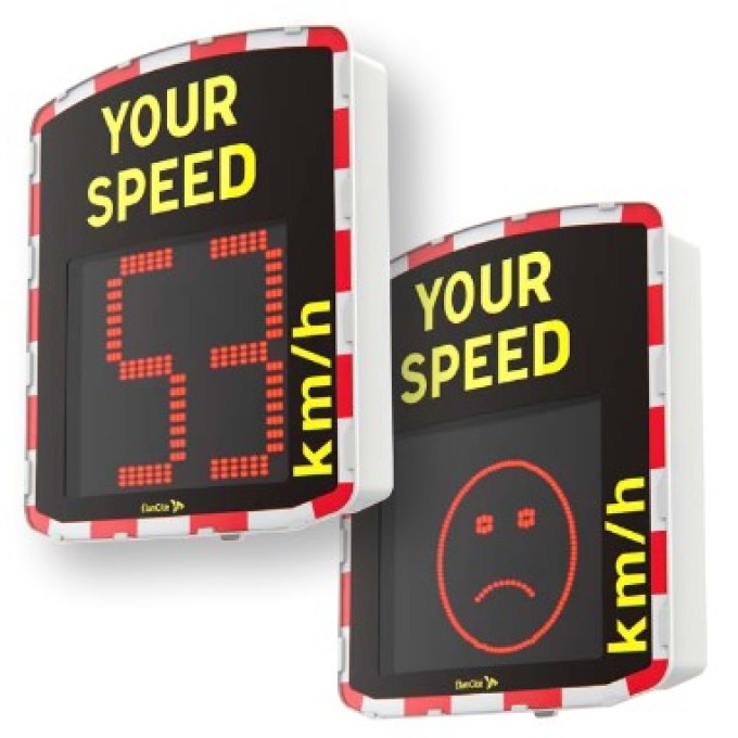 Panou stradal radar masurare viteza alimentare panou solar si afisaj pictograme (fata vesela/ trista) 